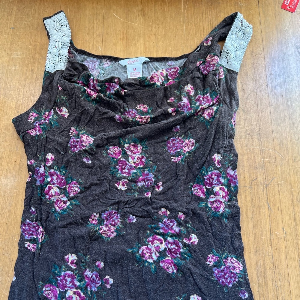 Candie’s Floral Lace Strap Tank Top